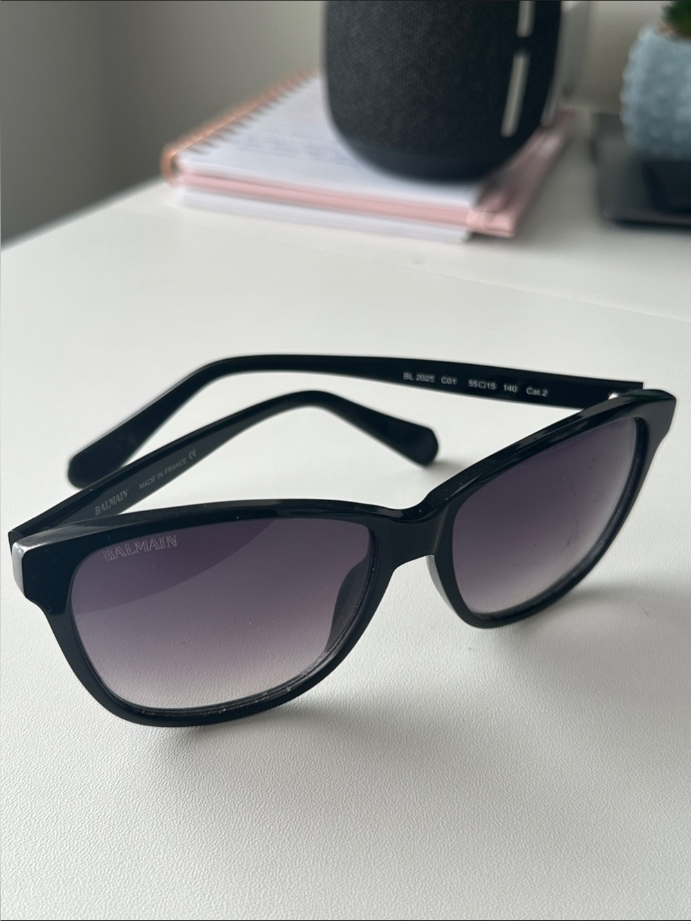 Balmain BL2025 C01 Black Frame Sunglasses with Gradient Gray Lenses